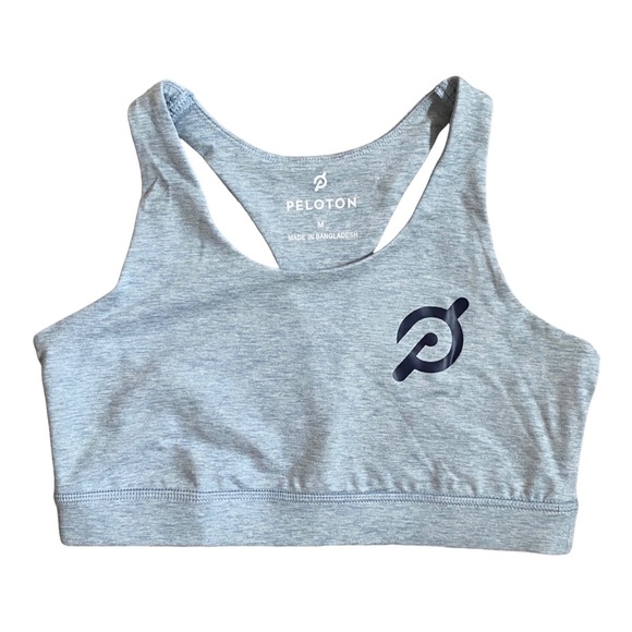NEW Peloton Embrace Baby Blue Cutout Strappy Stretch Logo Sports Bra Size M - Picture 6 of 10